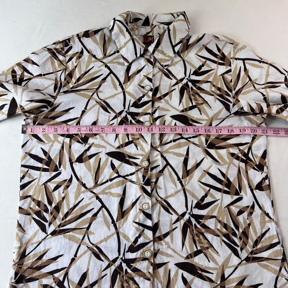JM Collection Vintage Linen Bamboo Print AOP 3/4 Sleeve Shirt Blouse Size 8 - Picture 6 of 7